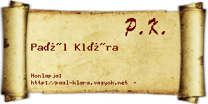Paál Klára névjegykártya