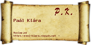 Paál Klára névjegykártya